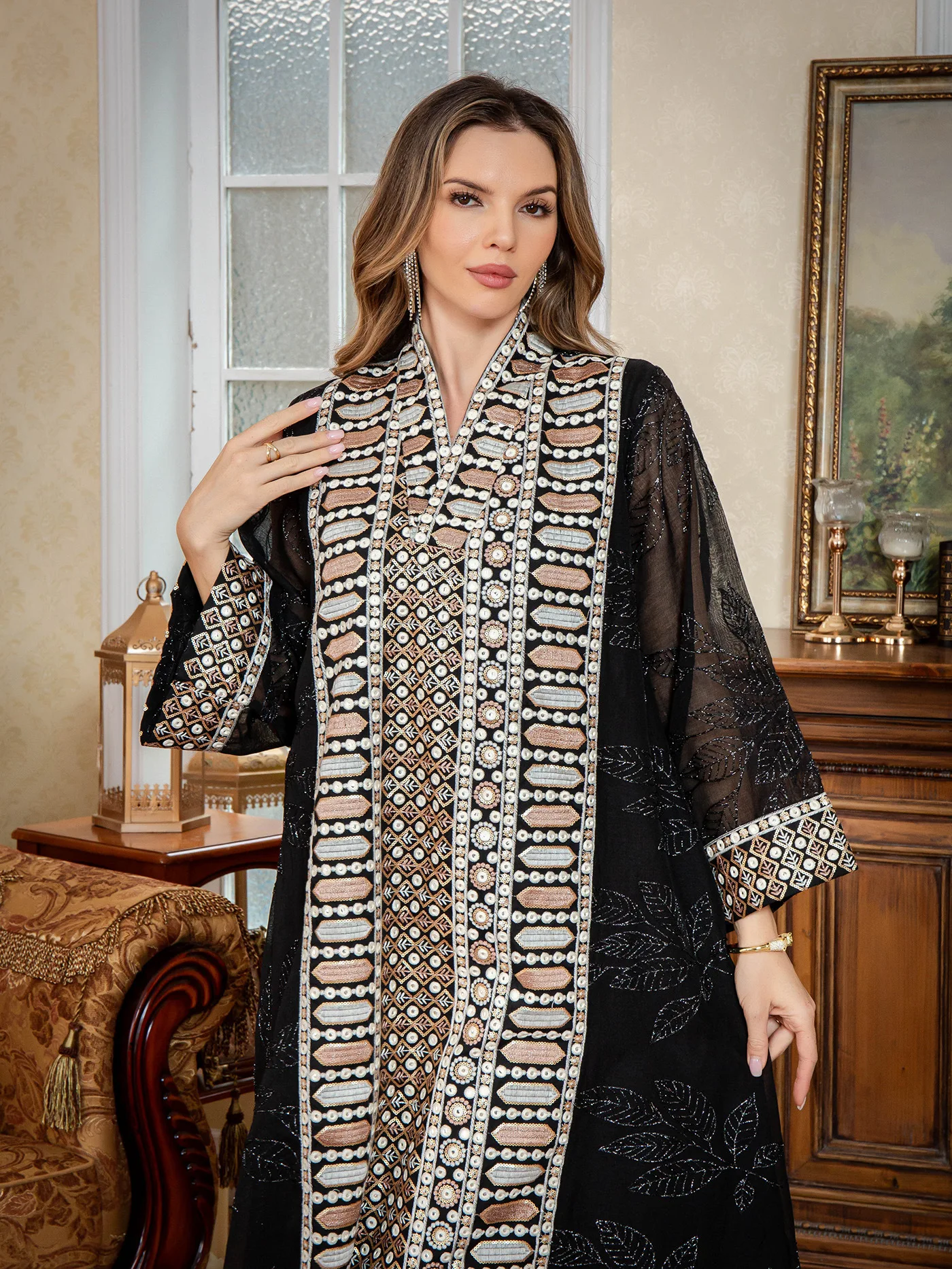Elegante Dubai Frauen Kleid Abaya Stickerei Marokko Kaftan Vestidos Largos Arabischen Lange Robe Eid Muslimischen Party Jalabiya Ramadan 2025