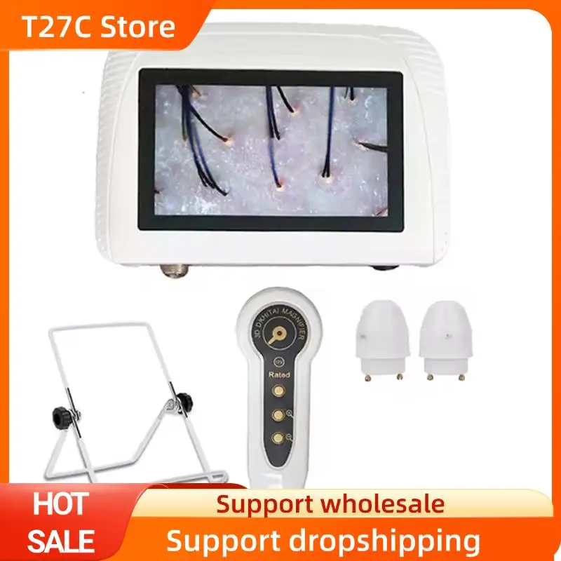 

T27C анализатор детектора волос на коже головы для диагностики инструментов по уходу за кожей с 2-мя линзами перезаряжаемая вилка стандарта США