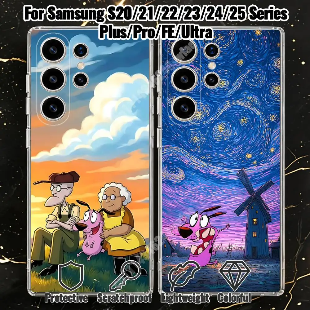 The Dog C-Courage C-Cowardly Phone Case for Samsung Galaxy S20 21 22 Ultra Plus S23 24 25 FE Lite Transparent Bumper
