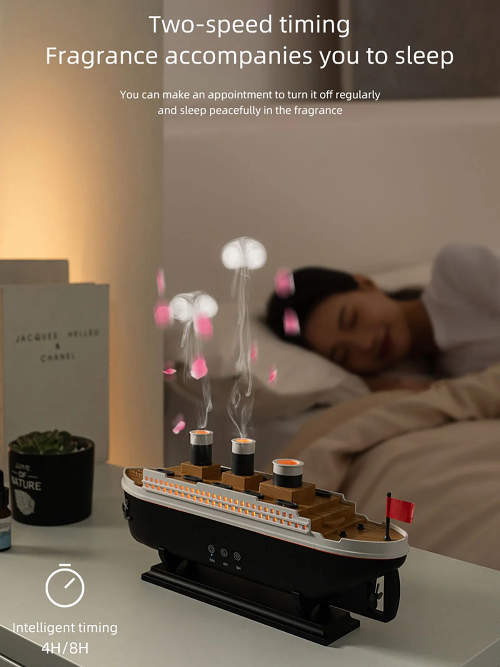 Jellyfish Simulated Steam Boat Air Humidifier Essential Oil Diffuser Jellyfish Smoke Ring Spray Aroma Diffuser  for Home Room