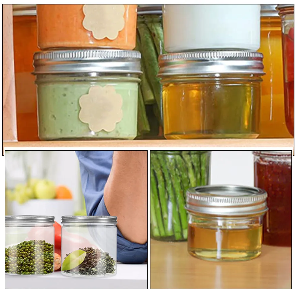 20Pcs Silver Aluminum Cap Jar Clear Plastic Storage Containers Versatile Household Kitchen Cream Candy Jars Airtight Lids view 2