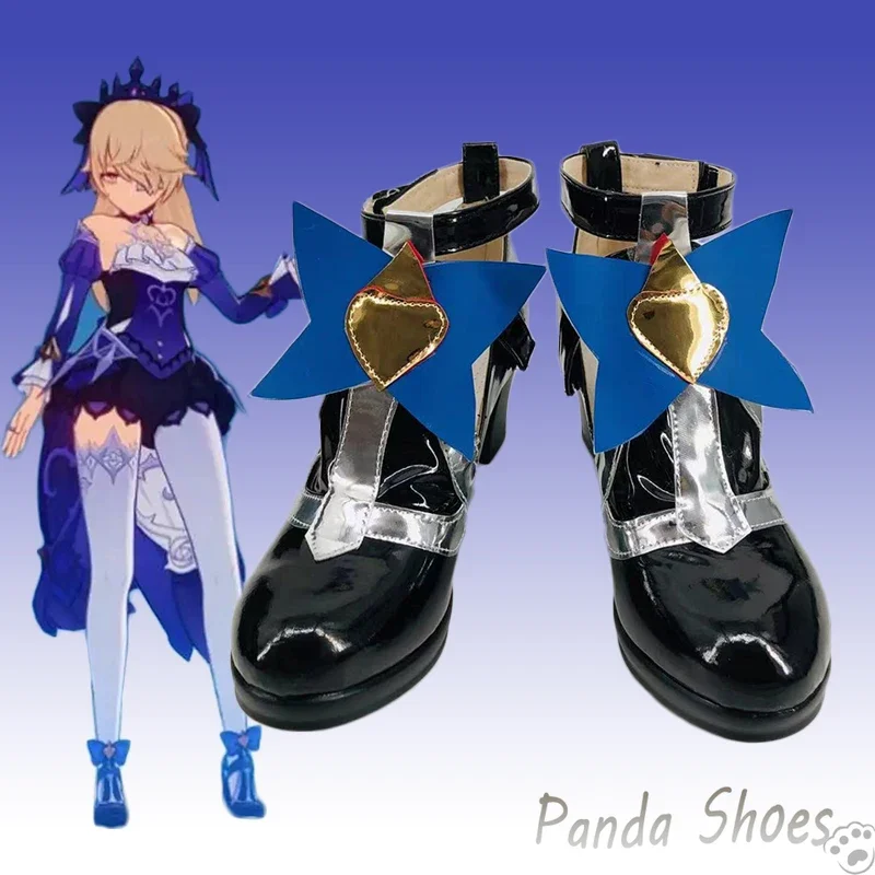 Genshinimpact Fischl Cosplay Shoes Anime Game Cos Black Leather Boots Fischl Cosplay Costume Prop Shoes for Con Halloween Party