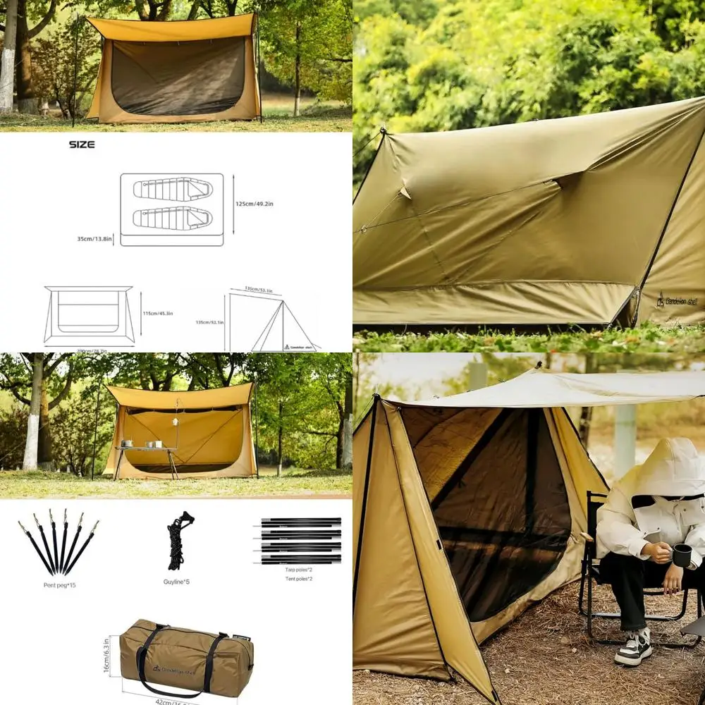 

All-Season Portable Shelter: 1-4 Person Waterproof & Windproof Tent with Stove Jack for Camping, Hiking, Hunting & Fishing