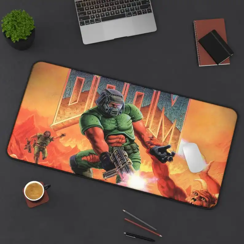 لوحة ماوس الألعاب DOOM: حصيرة مكتب LED RGB، هدية للاعبين #2