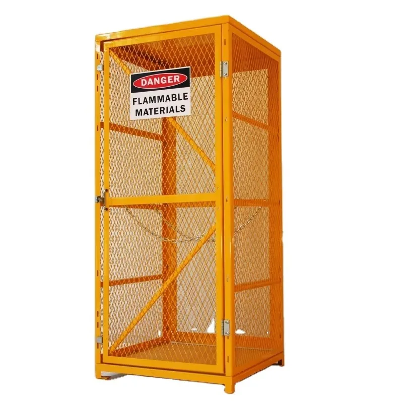 Yellow Steel Safety Security Gas Bottle Gas Cylinder Locker Cage Storage Cage