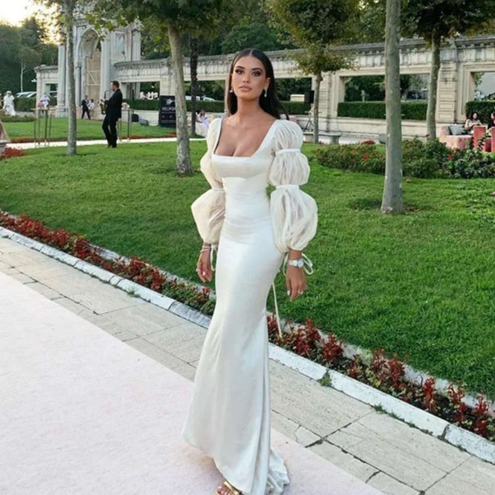 Vestido elegante com mangas compridas destacáveis, vestido de baile, vestidos de noiva, sem alças, ruched, branco puro, casamento, comprimento, 2023