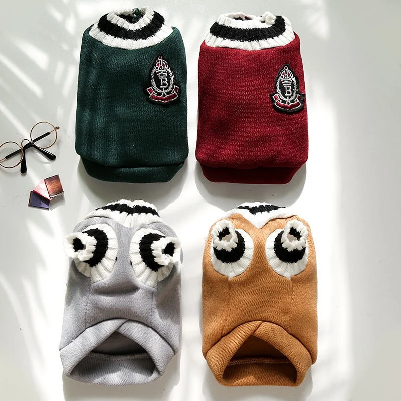 Autumn and Winter Pet Cat Solid Color Clothing Christmas Sweater College Style Dog Clothes Kitten Puppy Vest Clothes Cat Coat Cl