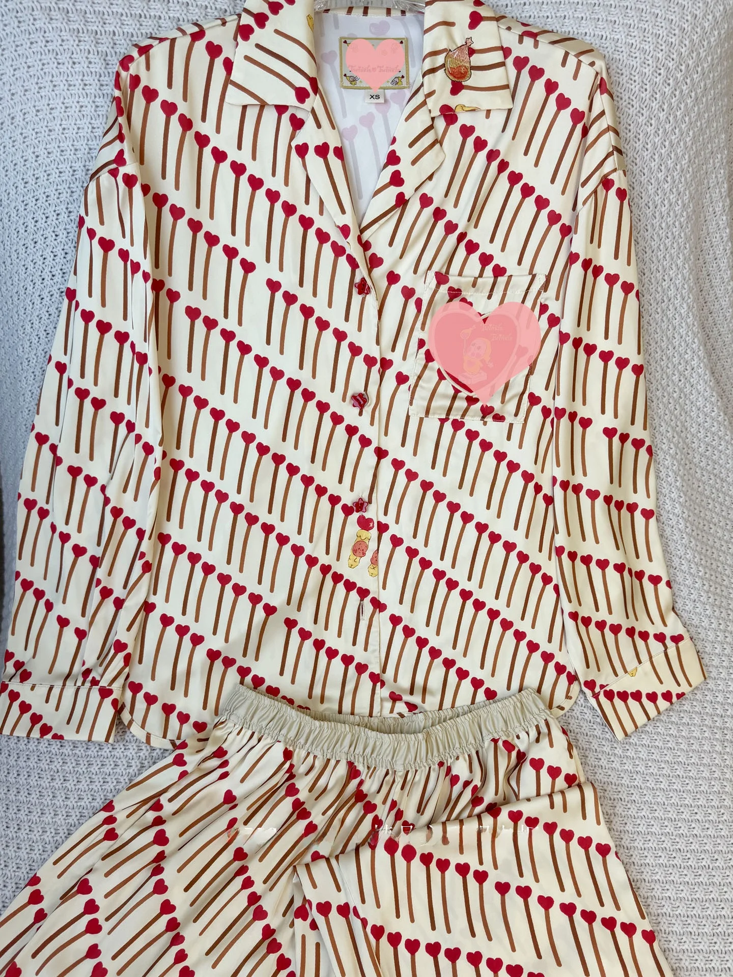 qiqi-star-collaborative-silk-sleepwear-set-women's-spring-summer-long-sleeve-long-pants-home-clothes-soft-polyester-fiber