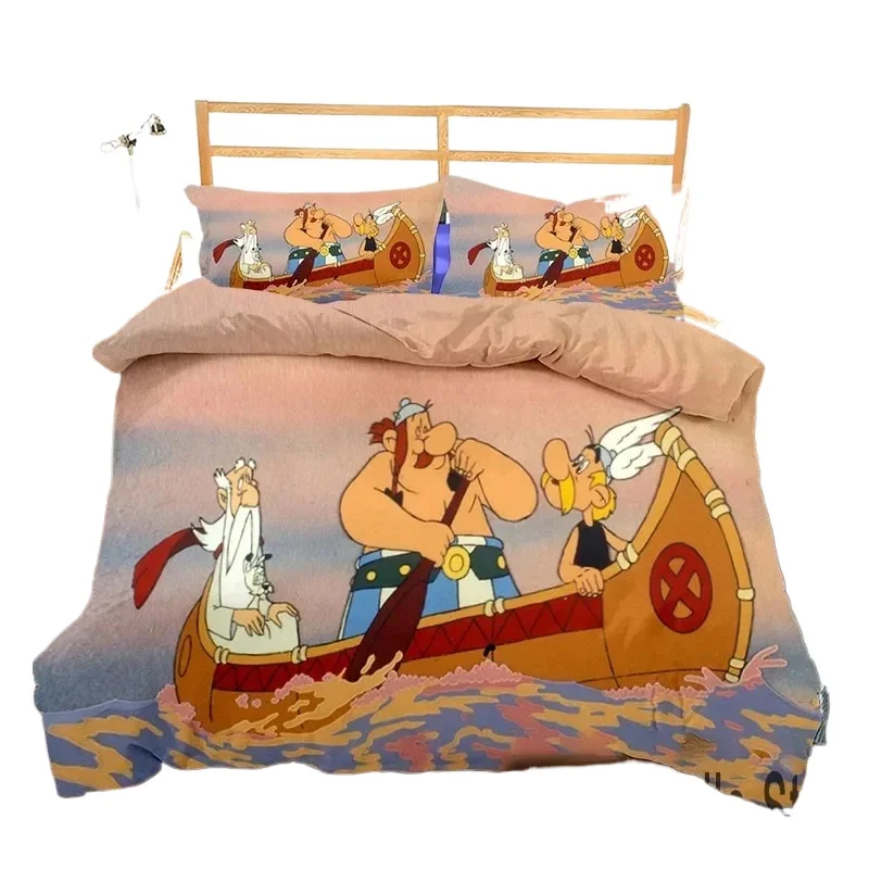 3D Print Asterix And Obelix Cartoon Bedding Set Double Twin King Duvet Cover Comforter Pillowcase Boys Girls Adults Bedroom