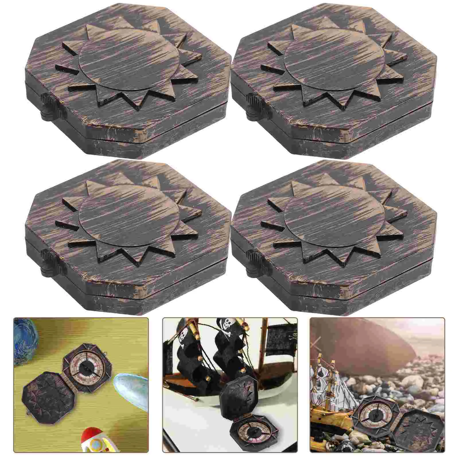 

4Pcs Compass Pirate Toy Unique Halloween Christmas Party Favors NonFunctional Decorations Camping Hiking Accessories