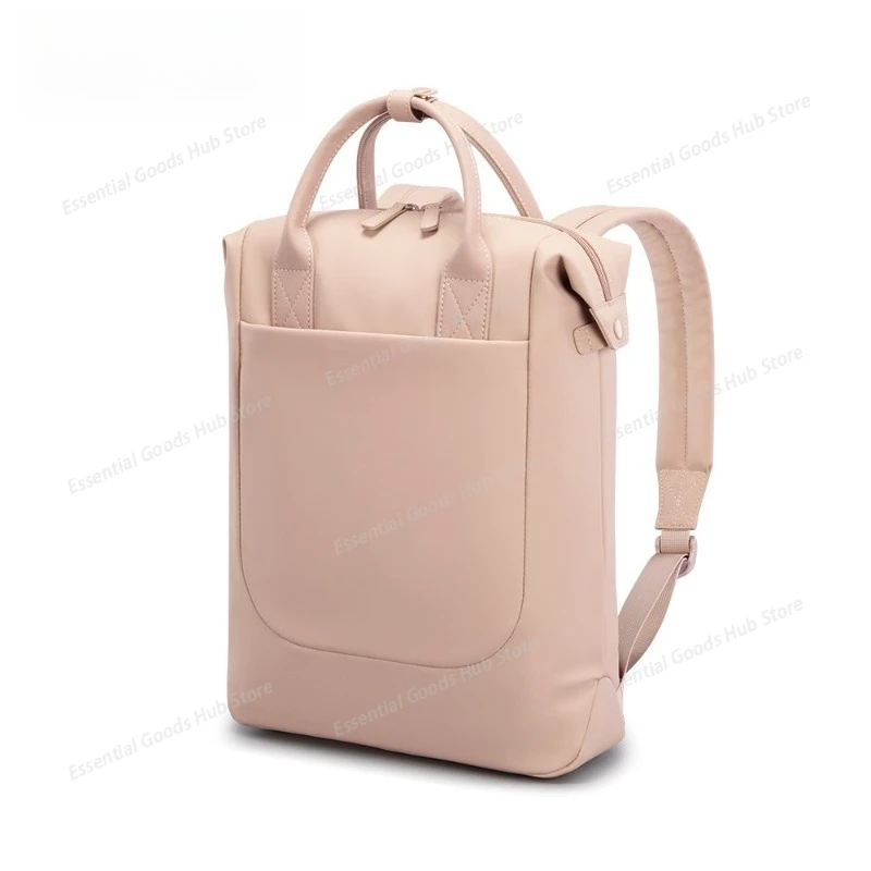 Casual Canvas Backpack Women's Simple Solid Color Handbag Commuting Large Capacity Tote Bag Anti-splashing Backpack