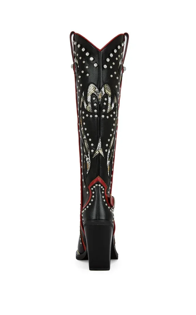 2025 Plus Size 44 Women's Embroidered Western Knee High Boots Cowboy Cowgirl Boots Chunky Heel  Boots Women Western Shoes view 3