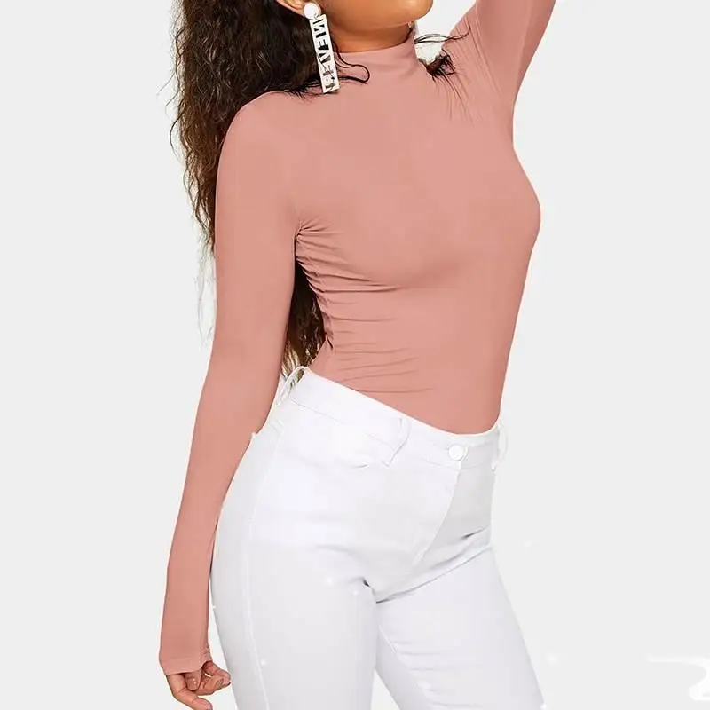 เสื้อสเวตเตอร์คอเต่าแขนยาวสำหรับผู้หญิง เสื้อกันหนาวแบบสวม ดีไซน์หวาน สไตล์สลิมฟิต ผ้าฝ้ายถักลายปม เหมาะสำหรับฤดูใบไม้ร่วง