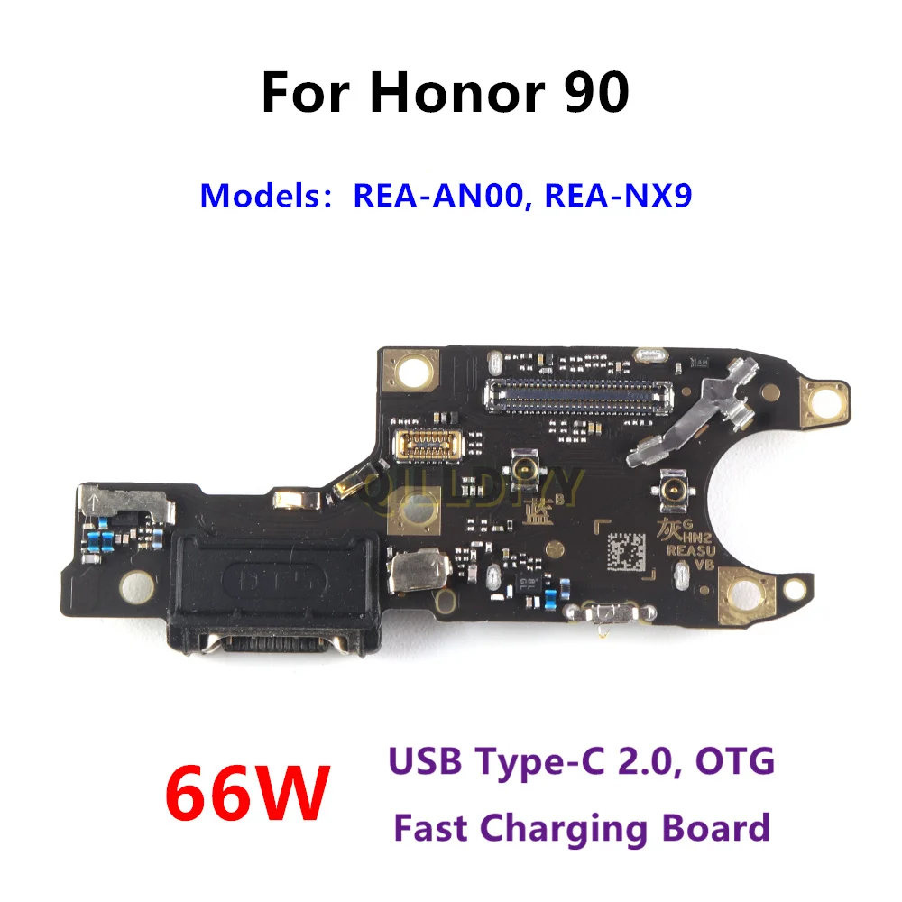 

66W USB Type-C Charging Dock Board Charger Port Connector Flex Cable For Honor 90 Repair Parts Mic SIM Reader Card Slot