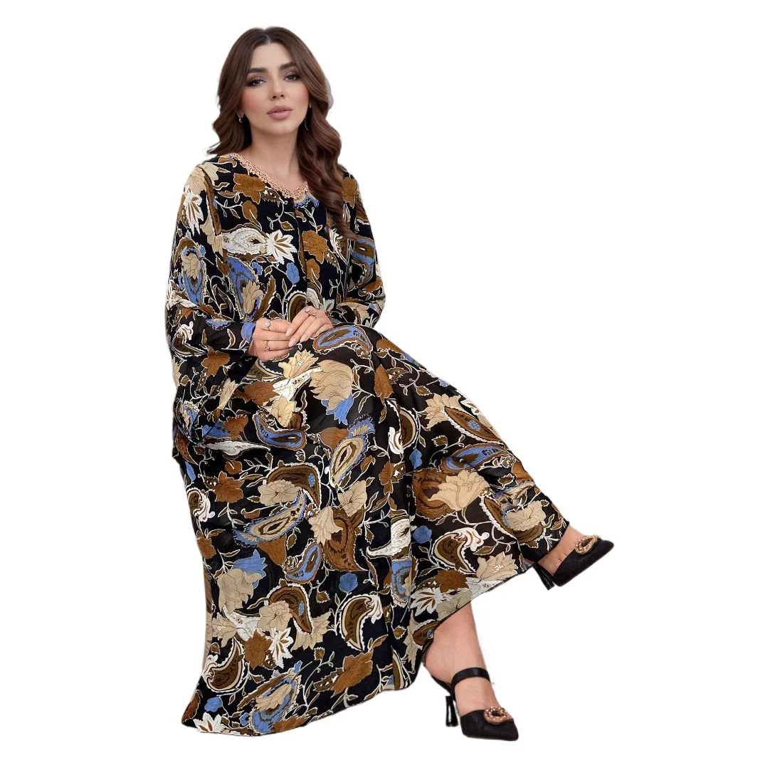 Medio Oriente Taglie forti Abbigliamento donna Abito musulmano Abito lungo Arabo Nuovo abito in chiffon allentato Cw94783