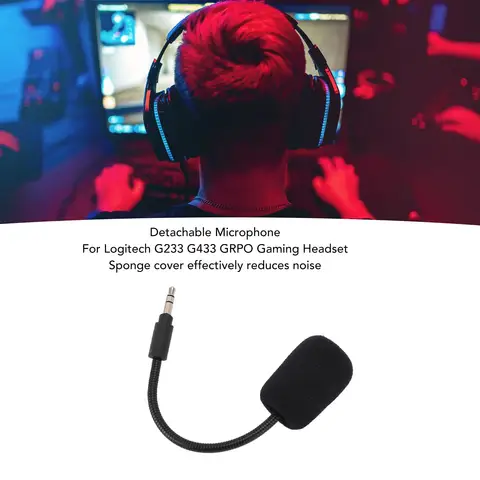 Game Mic Replacement Detachable Microphone Replacement Game Mic 3.5mm Plug Microphone for Logitech G233 G433 GRPO Gaming Headset