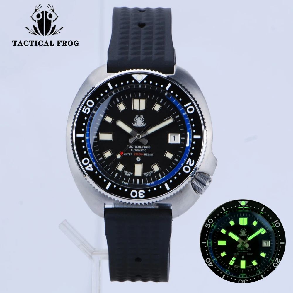 

Tactical Frog Abalone Mechanical Watch New Men Retro NH35 Automatic Self Wind Sapphire C3 Luminous Sub 300T Diver Watch Hot Sale