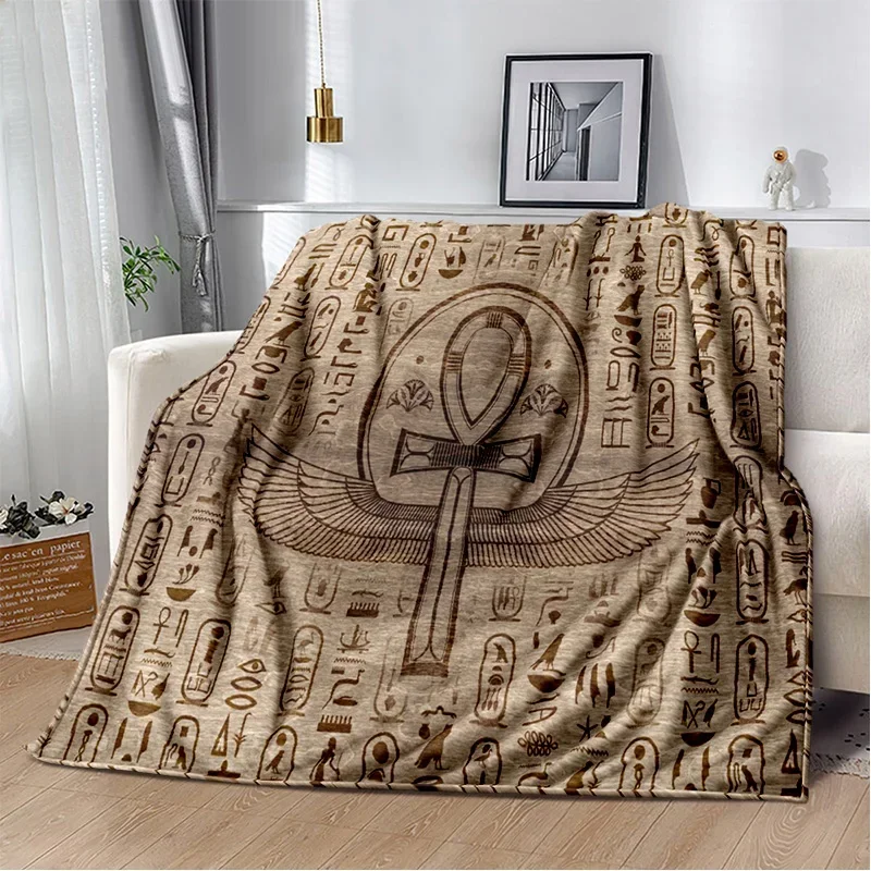 Ancient Egyptian Mythological Ideographic Sign Symbols Blanket,Soft Throw Blanket for Home Bedroom Bed Sofa Cover Blanket Kid