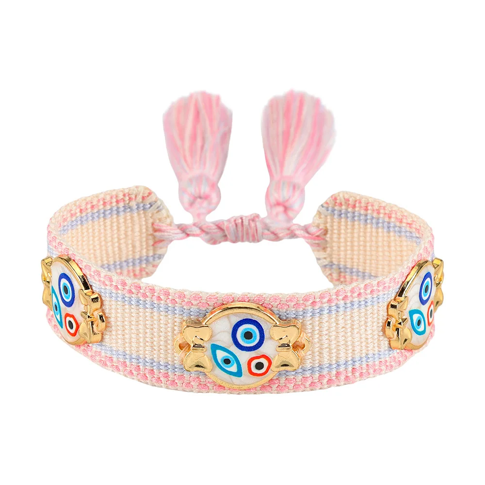 Handmade Evil Eye Knot Bracelets Tassel Woven Adjustable Bracelets Gifts for Adults Friends