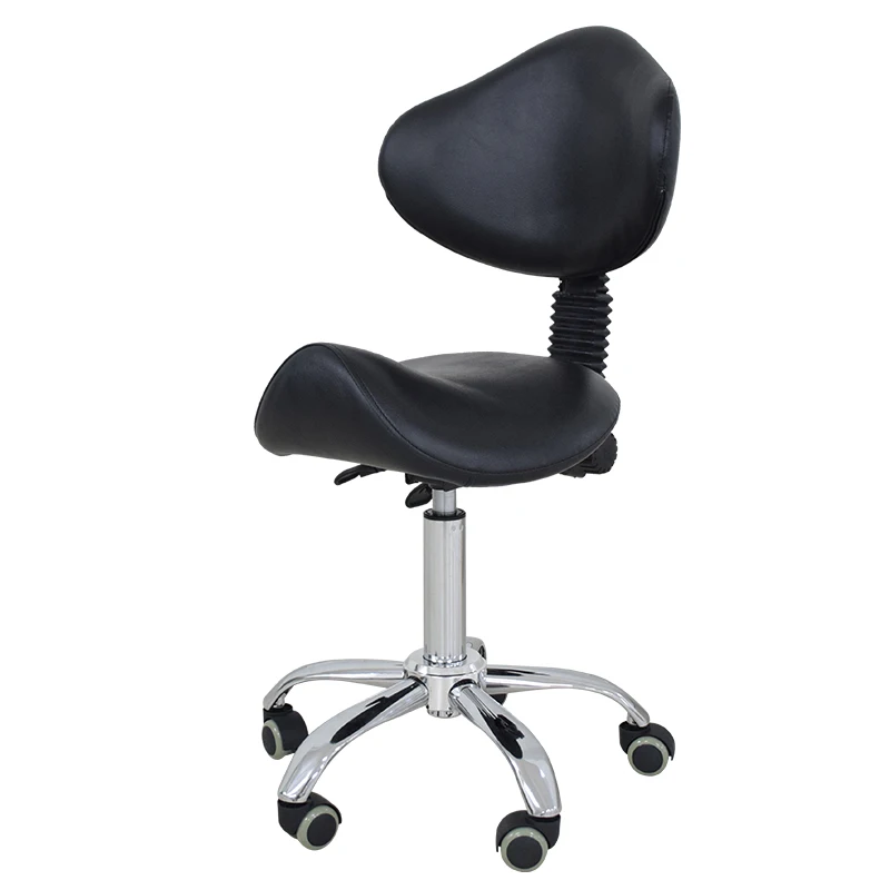 Classic Stainless Steel Base Dental Chair Saddle Seat Leather Pedicure Chair Stool High Load Bearing Suitable for Clinic