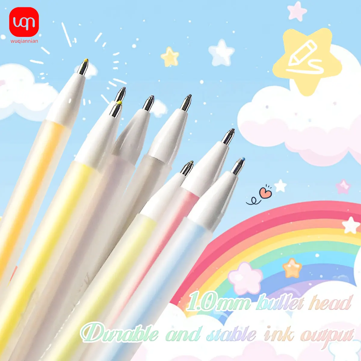 

WQN-54 Colorful Acrylic Gel Pen Set, 1.0mm Tip, Multi-Color Ink, Student Drawing Markers, School Stationery Supplies