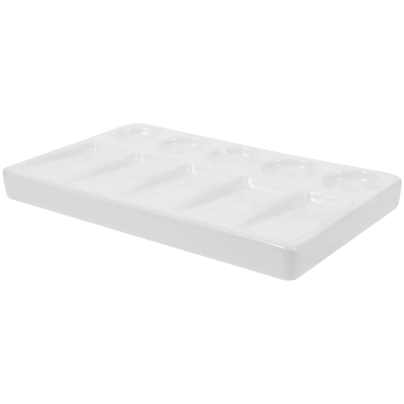 Rectangular Palette 10 Wells White Ceramic Plastic Smooth Texture Easy Clean Watercolor Acrylic Oil Painting Artists