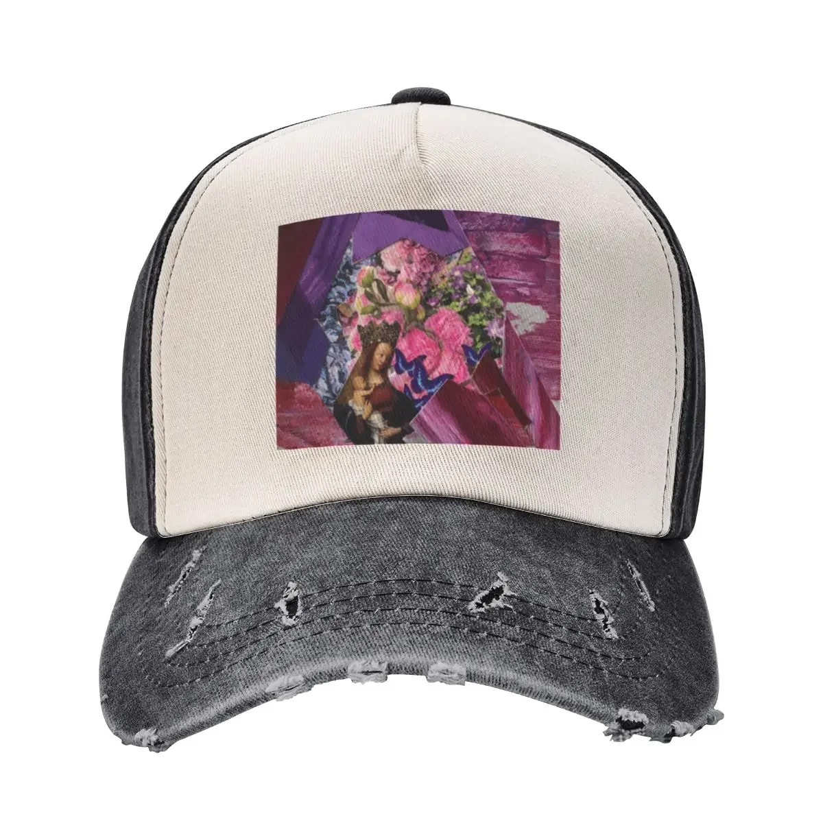 Purple Floral Collage Baseball Cap hard hat beach hat Men Women's