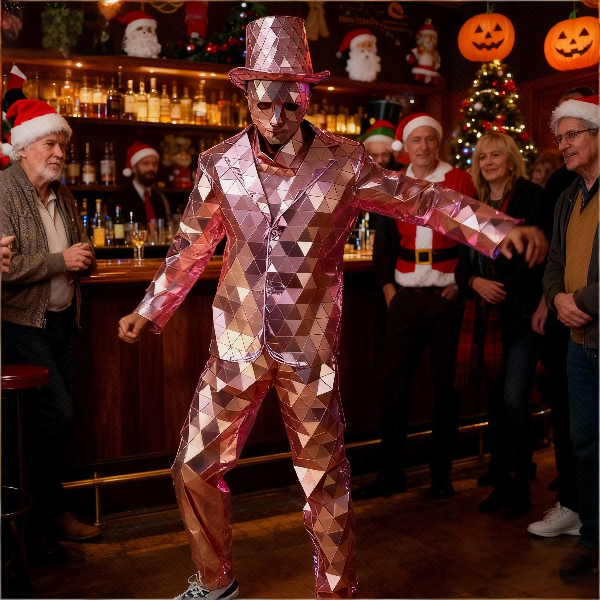 

Мужской комбинезон ручной работы с зеркальными пайетками для дискотек, выступлений на сцене и вечеринок в ночных клубах