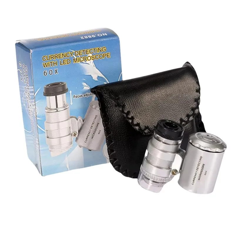 

60X Mini Pocket High Power Microscope Professional Jewelry Appreciation HD Microscope Portable LED UV Magnifier