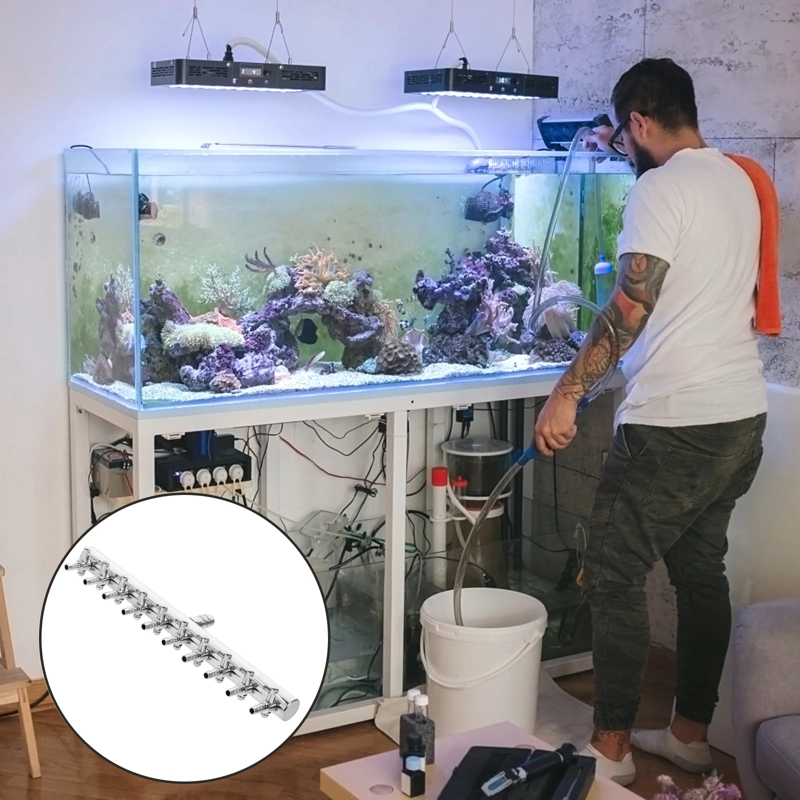 

4mm Inner Diameter Stainless Steel Air Pump Flow Lever 8-4mm Splitter Switch Oxygen Tube Distributor Silver Air Pump Flow Lever