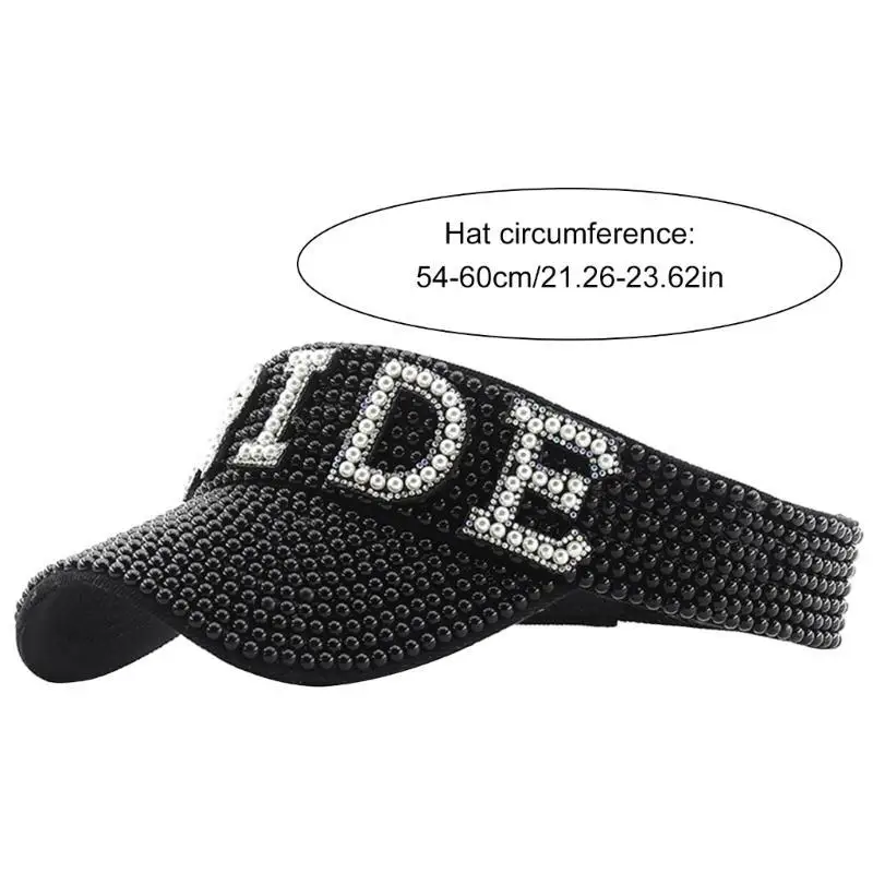 39BB Bride Hat with Hand Beading Blingbling Crystal Sports Hat Beaded Heavy Hat for Bachelorette Party