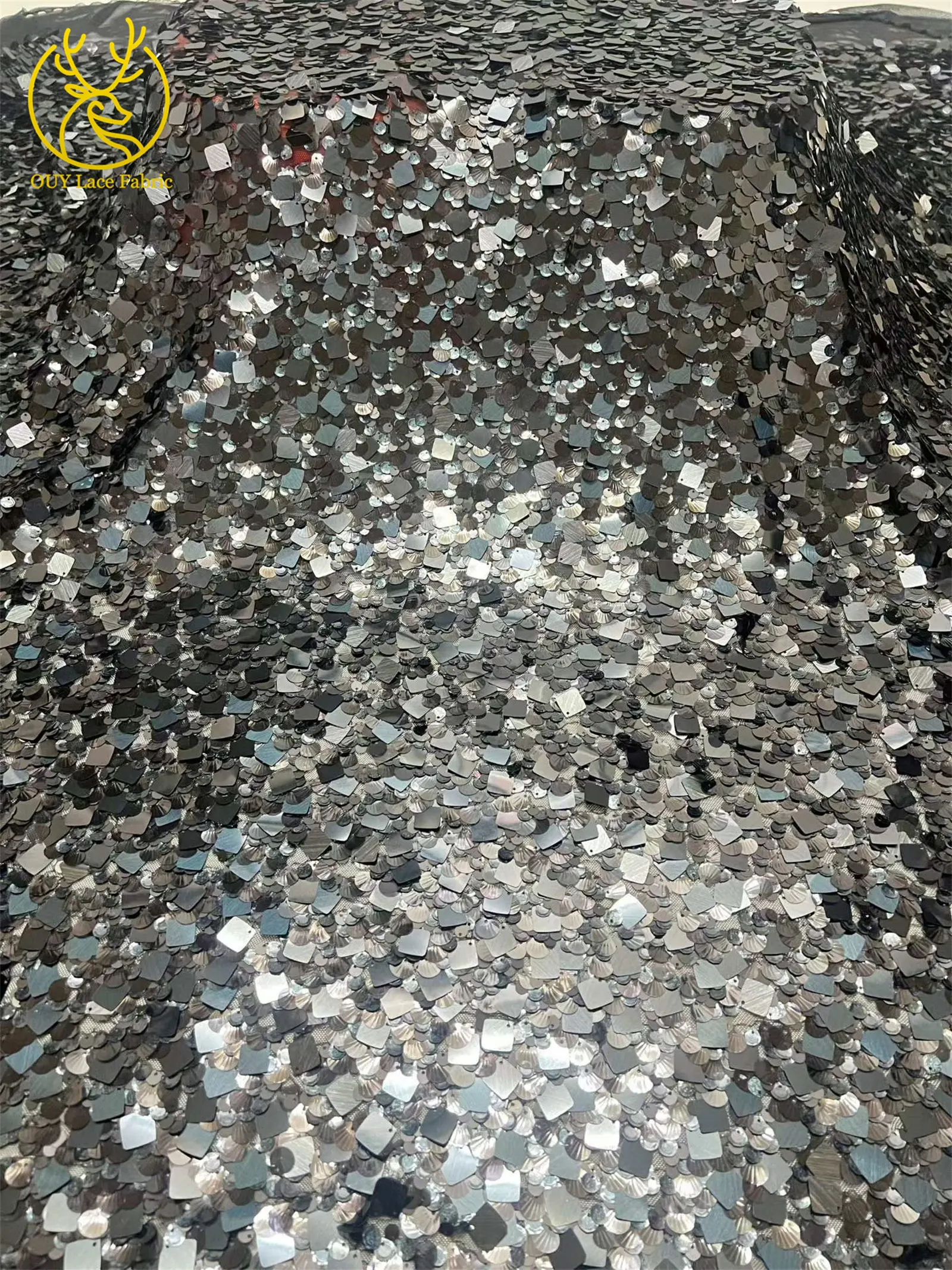 Neuer Stil, hochwertiger Tüll-Pailletten-Spitzenstoff, 2026, luxuriöser afrikanischer Spitzenstoff für nigerianische Hochzeiten, Abendkleider, Nähen, 5 Yards – Detail 16