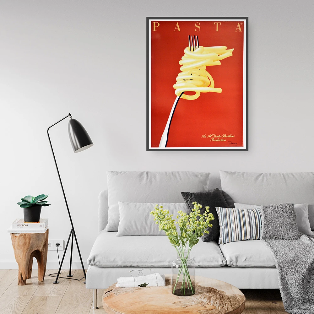 Vintage Italian Pasta Canvas Painting Retro Food Pictures Print Red Poster Decoration Home Living Room Wall Art Decoration