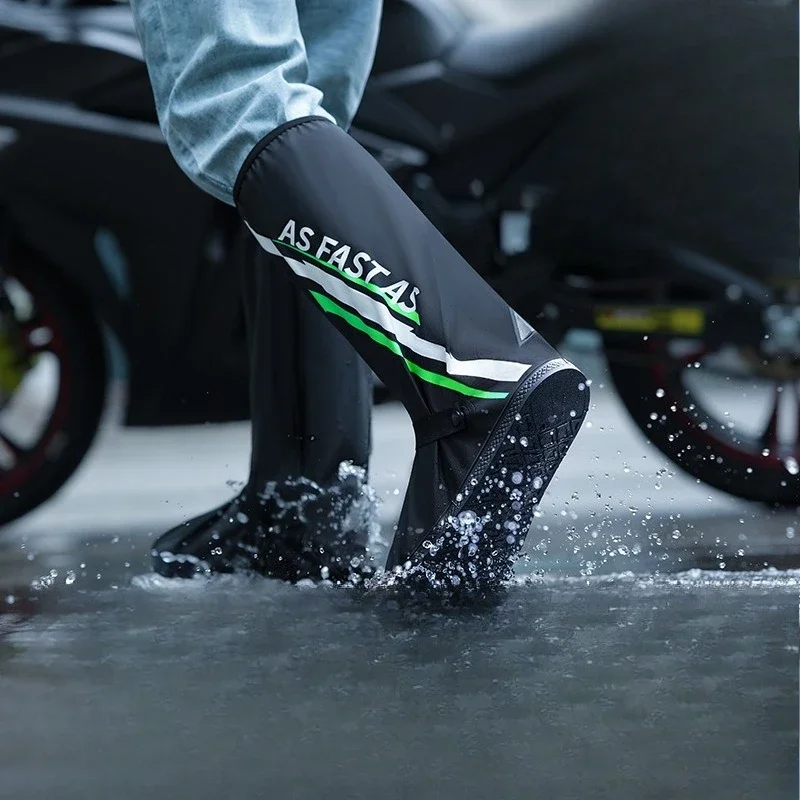 Waterproof Rain Boots with Thickened Cover Waterproof Dustproof, High Top Wear-resistant Motorcycle Anti-skid Riding PVC Adult
