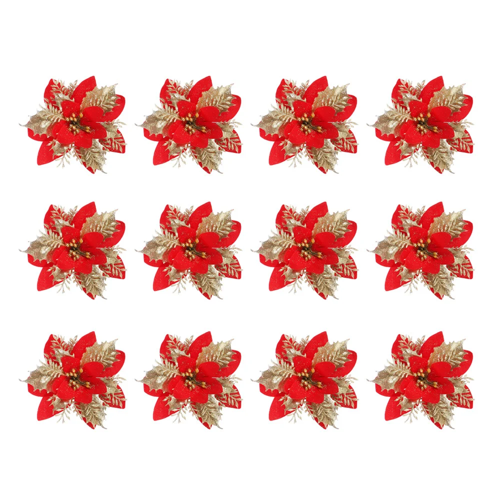 

Christmas Flower Decoration Artificial Simulated naments Fake Poinsettias H made Tree Party Wedding Colorful Xmas Decor