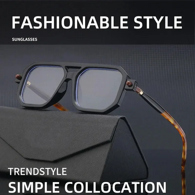 نظارات شمسية بإطار مربع أنيق للرجال والنساء، ظلال حجب الضوء الأزرق UV400، نظارات شمسية عتيقة للزينة #1