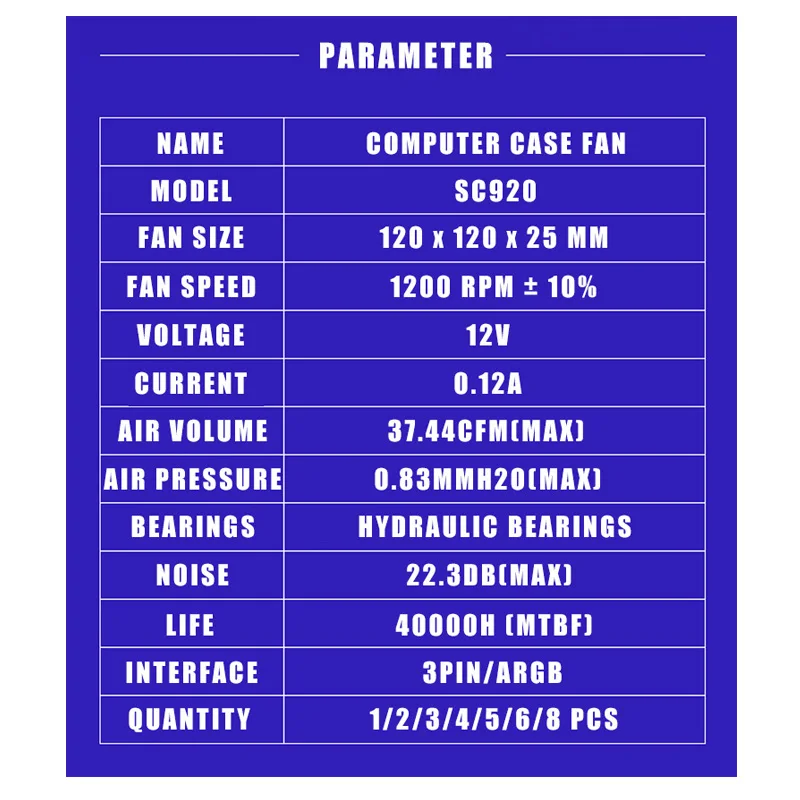 SAMA 37,44CFM 1-8 unids/set 120mm ventiladores AURA 120mm gabinete de jugador refrigeración 5V 3PIN A-RGB caja de ordenador SF920 radiador de aire