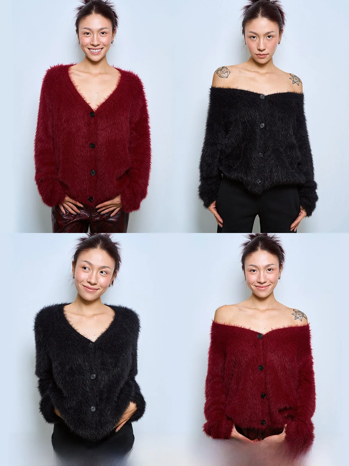 

Thickened Long Hair Velvet V-Neck Open Cardigan Sweater Soft Comfy New Year's Fashion Outerwear Versatile Styling Options