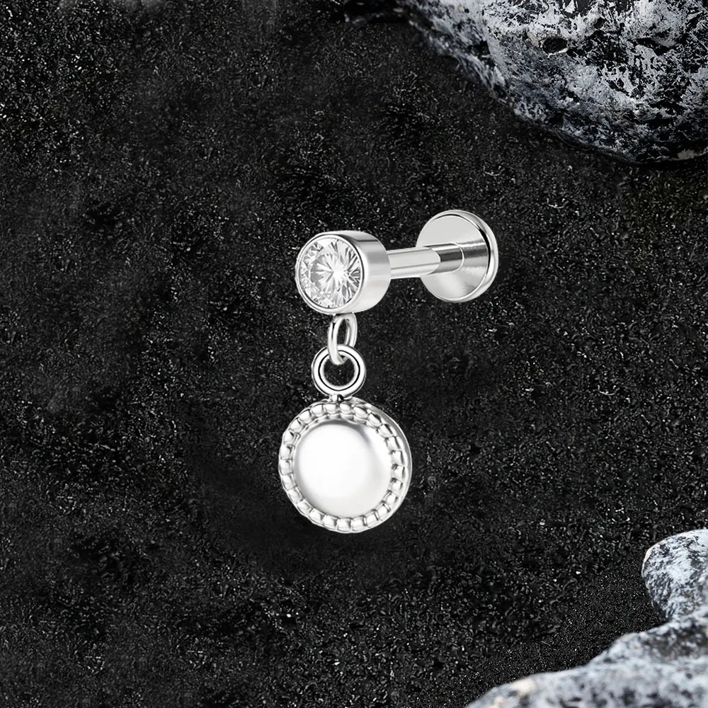 قطعة واحدة من قلادة الشفاه الأوروبية والأمريكية المصنوعة من الفولاذ المقاوم للصدأ مع مجوهرات ثقب الجسم من الزركون