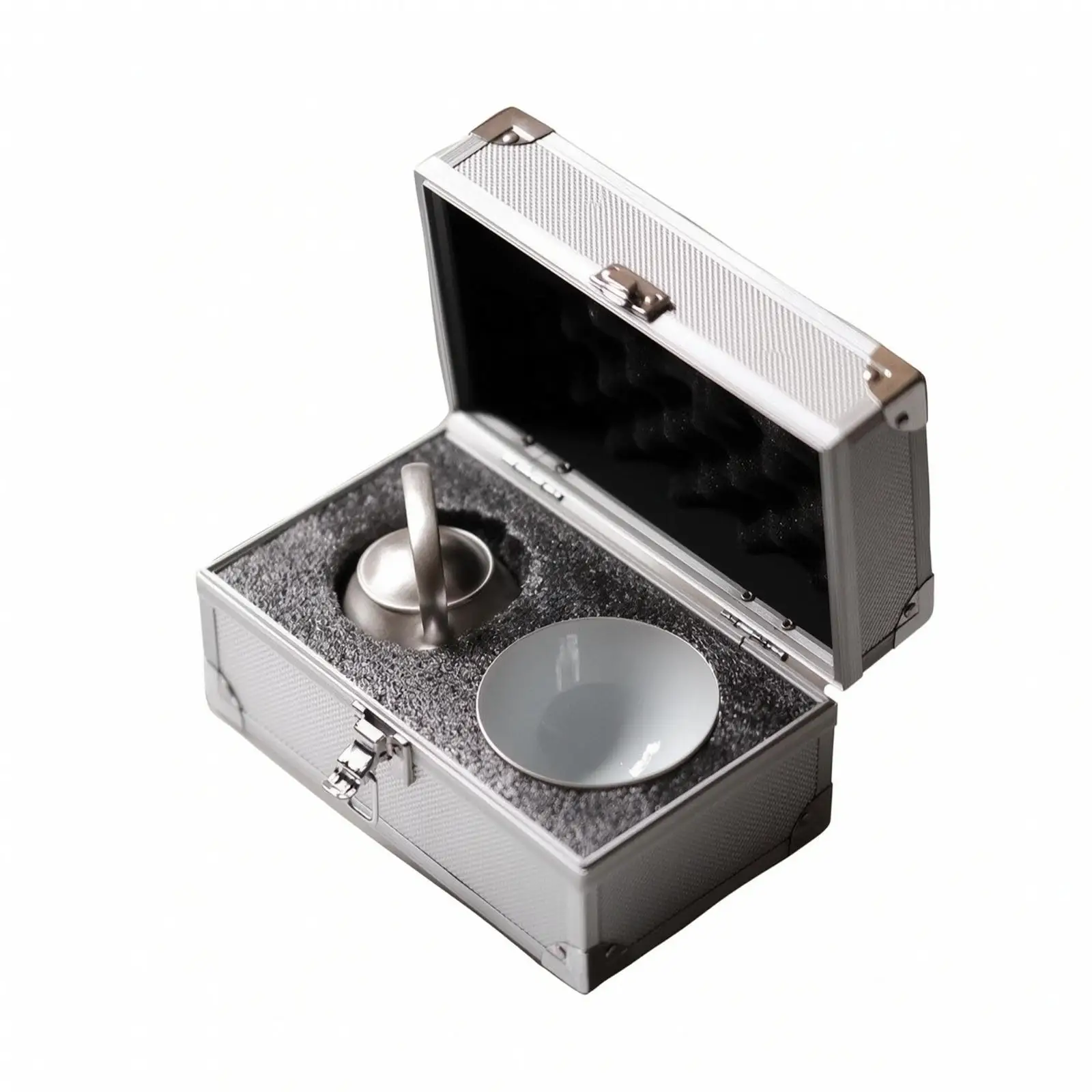 Tea Service Transport Case with Foam Compartments Hard-Shell Hinged-Lid Tea Storage Case with Front Latch Safeguarding