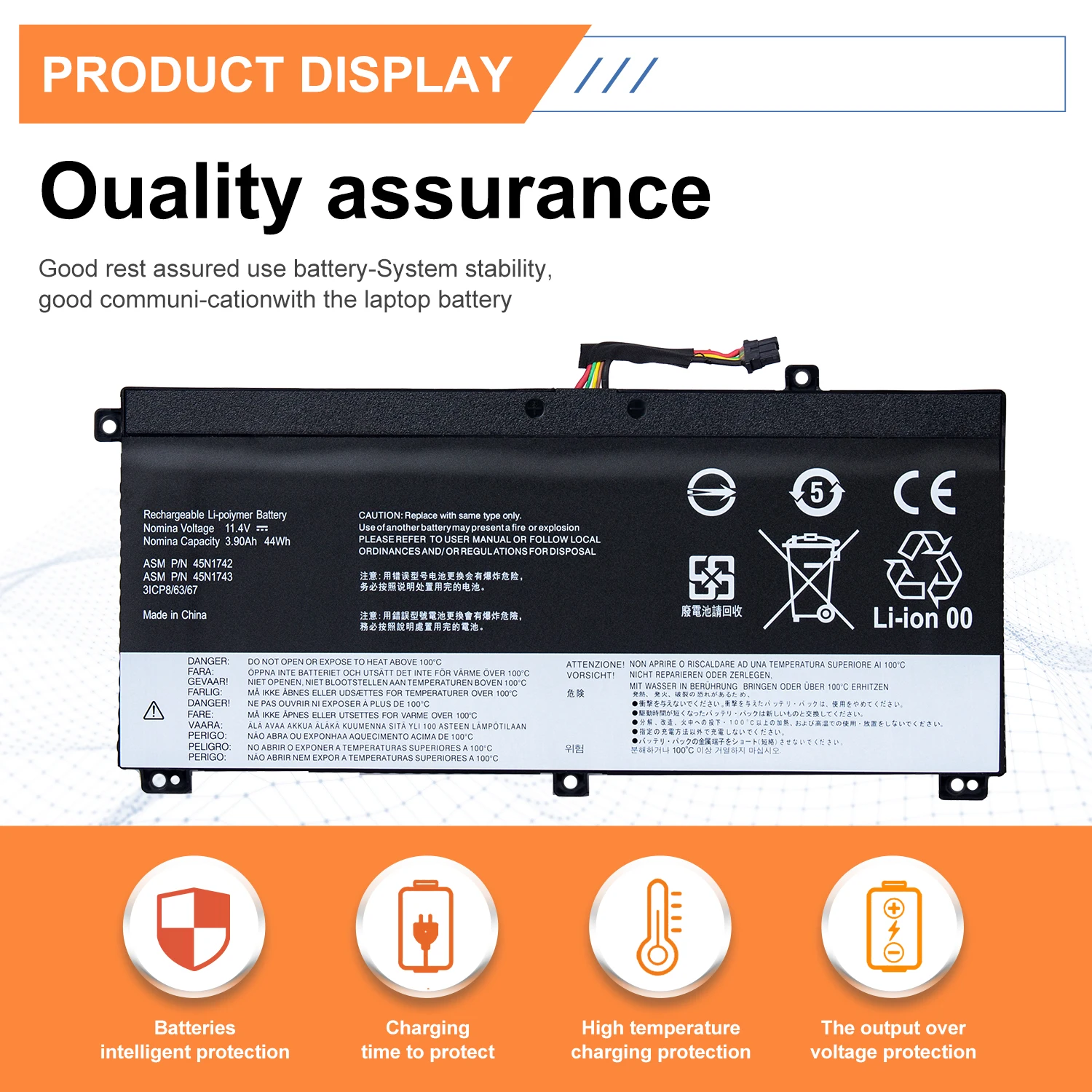 

AUSSY 45N1743 44Wh Laptop Battery for T550 T550s T560 W550 W550s P50S Series 45N1740 45N1743 3ICP/7/61/70+24-Month Warranty