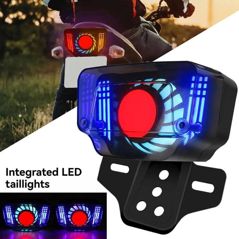 Universal 12V Motorcycle LED Brake Tail Light Signal Lights Integrated with License Plate Bracket