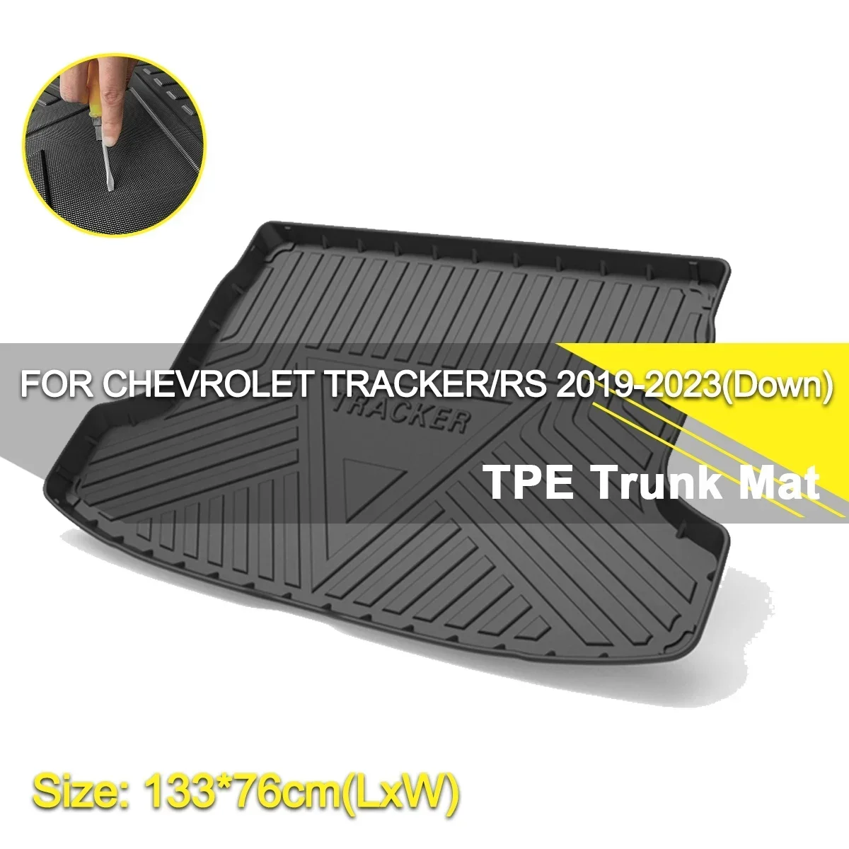 Car Rear Trunk Cover Mat Waterproof Non-Slip Rubber TPE Cargo Liner Accessories For Chevrolet Tracker/Tracker RS 2019-2023(Down)