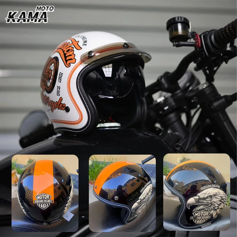 

Ретро-шлем открытого типа 3/4 для мотоцикла, мотокросса, кафе-рейсера, для мужчин и женщин.