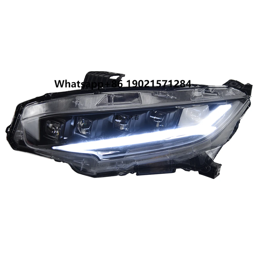 

Car Front Lamps for Civic X 10th FC FK7 FK8 2016-2021 New Upgrade LED Auto Headlight 5 Lens Accessories Dynamic Light Assembly
