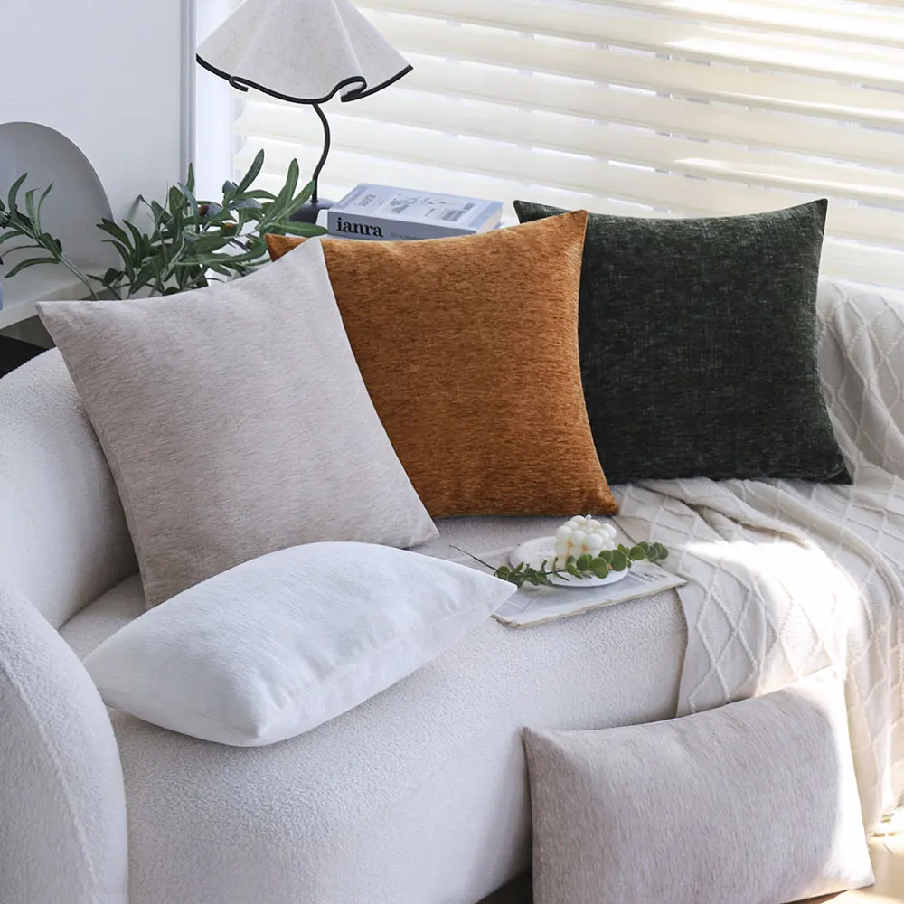 45x45 Chenille Cushion Cover for Sofa Nordic Style Living Room Throw Pillow Cover Minimalist Multi-color Soft Pillowcase Cozy