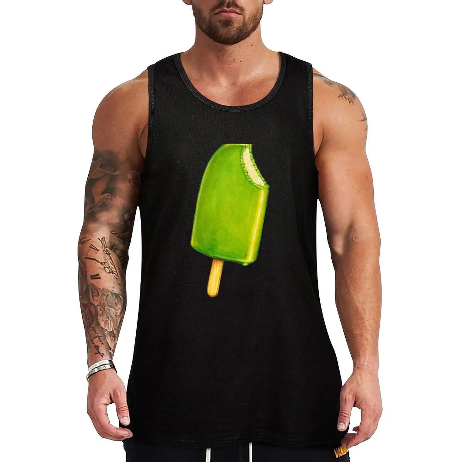 

Pine-Lime Splice Pattern Tank Top male top Gym T-shirts for men Sleeveless men Sports clothing