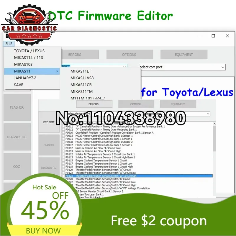 software-editor-de-firmware-dtc-para-toyota-lexus-2026-suporte-para-microcontroladores-76fхх-versao-em-ingles-para-programacao-de-ecu-lancamento-quente