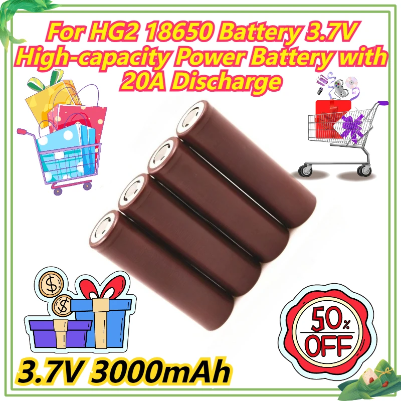 

3.7V 3000mAh For HG2 18650 Battery 3.7V High-capacity Power Battery with 20A Discharge