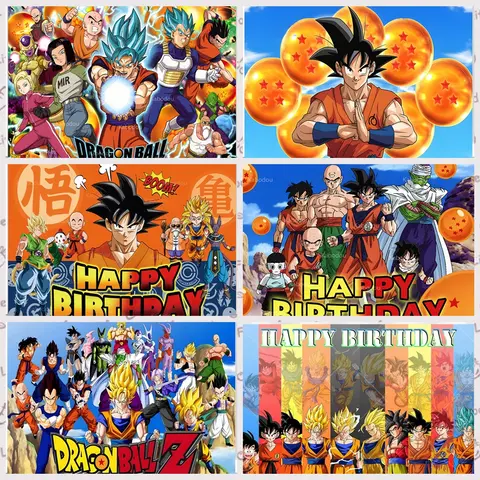 Dragon Ball Goku Party Background Super Saiyan Boy Birthday Party Decoration Children's Room Layout Poster Photo Studio Props